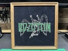 Led Zeppelin Felt   Velvet Painting 70   s Vtg Blacklight Poster Wood Frame 13x13