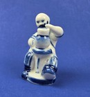 Vintage Gzhel Russian Pottery Hand Painted Earthenware Potter W wheel Figurine