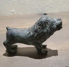 Antique Roaring Lions Handmade Patina Cast Bronze Metal Lion Cat Sculpture 
