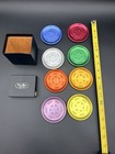 Vintage Perma Hues 8 Anodized Aluminum Coasters Rainbow Mcm Original Box 1950s 