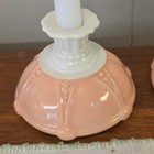 Vintage Anchor Hocking Oyster Pearl Pink Candlestick Holders Easter Spring