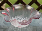 Vintage Mikasa Rosella Pink Frosted With Ruffled Rim Bowl