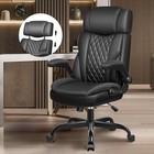 Bestglory Office Chair Flip Up Arms Executive Leather Office Chair - Black