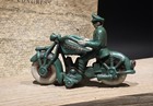 7  Vintage Cast Iron Police Motorcycle Toy Champion Patrol Officer Antique Style