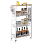 4-tier Kitchen Cart Utility Organizer White Slim Rolling Cart Rack W 3 Basket