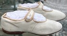 Antique Edwardian Girls Ivory Leather Shoes
