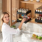Expandable Pull Out Spice Rack For Cabinet  2-tier No Drill Slide Out Drawers   