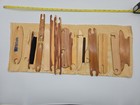 Vintage Montana Looms Hardwood Weaving Shuttle Lot 15pc Inkle Belt Roll Case