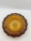 Vtg  Fostoria Heavy Amber Orange Glass American Eagle Cigarette Cigar Ashtray 5 