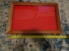 Oak Wood Glass Knife Display Case 18 X 12 X 2  Felt Lined Excellent Used Cond 