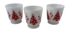 Vintage Hazel Atlas Milk Glass Mug Cup Red Christmas Tree Set Of 3