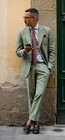 Summer Linen Men s Suits 2pcs Tuxedos Green Notch Lapel Blazer Slim Fit Jacket