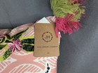 Janeen Home Boho Beetle Accent Pillow Raffia Embroidered Tassel Pink Green Nwt