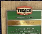 Original Vintage 1950 Texaco Products Award Plaque Sign Gas Oil Old Harry Griggs