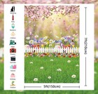 5x7ft Spring Easter Backdrop Pink Flowers Green Lawn Photo Studio Background