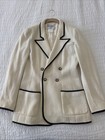 Chanel 1995p Boutique Museum Tweed Ecru Jacket Black Trim 24k Cc Buttons Fr 40