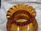 Vintage Beaded Amber Glass Hurricane Lamp Light Fixture Shade 7  Bottom Edge