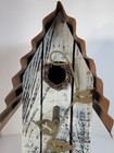 White Wooden Rustic   Tin Roof Birdhouse - Bird House Outdoor Home Garden Decor