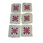 Set Of 12 Crochet Granny Squares Floral Pink Rose White Cream Handmade Crafting