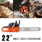 22  68cc Gasoline Chainsaw Cutting Wood Gas Sawing Aluminum Crankcase Chain Saw