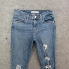 Levis 710 Super Skinny Jeans Womens 27 Blue Distressed Mid Rise Denim Pants