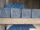 Early Antique Wood Alphabet Abc Blocks Black Milk Paint Antiques