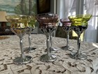 Vtg 1940   s Cambridge Glass Farber Bros Cordial Glasses Krome Kraft Set Of 6 Mint