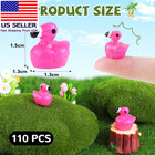 110pcs Mini Resin Animals Cute Rose Pink Tiny Flamingo Ducks  Miniature Figures 