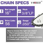 3pack 16  Inch Chainsaw Saw Chain Blade 3 8 lp  050  56dl Full Chisel Chain