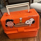 Vtg 1965 Lucy   s Luncheonette Peanuts Orange Plastic Lunchbox W  Thermos