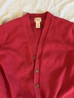 Vintage Red Cardigan Ll Bean 100  Cotton Size Small Cropped Fit