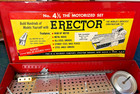 Vintage A c  Gilbert Erector Set No  4 1 2 Motorize Set Red Metal Case Near Comp