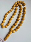 Vintage Misbaha Tasbih Prayer Beads 73 G Islamic Rosary Stiped Molded Amber 