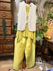 Vintage Russell Kemp 100  Silk Chartreuse Pants  34  Waist   90s   Lime Neon
