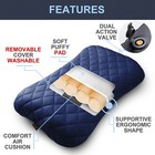 X-large Inflatable Camping Pillow Eluxe W  Removable Padded Cover Light Packable