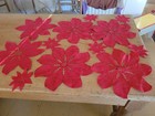 6  Vintage Hand Embroidered Place Mats   Matching Coasters - Poinsettia