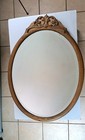 Antique Victorian Edwardian Oak Oval Beveled Wall Mirror Carved Floral Crest 36   