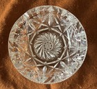 Vintage Cut Crystal Starburst Hobstar Pattern Bowl Heavy Clear Glass Dish