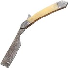 Damascus Steel Straight Razor Cut Throat Barber Shaving Razor Bone Handle