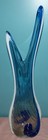 Large 26  Mcm Swung Vase With Blue  White And Clear Glass
