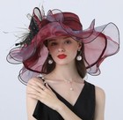 Women s Kentucky Derby Church Sun Hat Dress Fascinator Bridal Organza Tea Party
