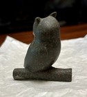 Vintage Hand Carved Soapstone Owl Figurine On Branch Signed T  Earl