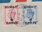 1952 Ahmadi Kuwait Pmk Airmail To Southampton 6d   4d Gb Stamps O printed Kuwait