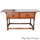 Antique Pa Farm Table Walnut Tavern Stretcher Base 18th 2 Drawer Old 1700s