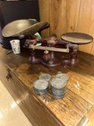 Jacobs Bros  No 3 Cast Iron Mercantile Candy Scale Copper Bowl Vintage Antique