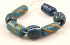 7 Assorted Old Venetian  Blue Lampwork Swirl Glass African Trade Beads