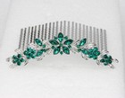 Emerald Green Rhinestone Crystal Floral Hair Comb
