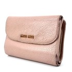 Miu Miu Madras Leather Wallet  Pink Beige Gold Hardware Auth
