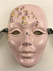 Vintage Lady Face Floral Porcelain Wall Mask Pastel Pink Retro Decor