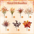 24 Bundles Artificial Fall Flowers Fake Mums Outdoor Uv Resistant Autumn Decor